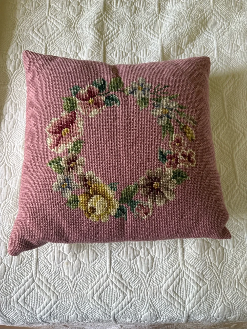 Vintage Needlepoint Pillow
